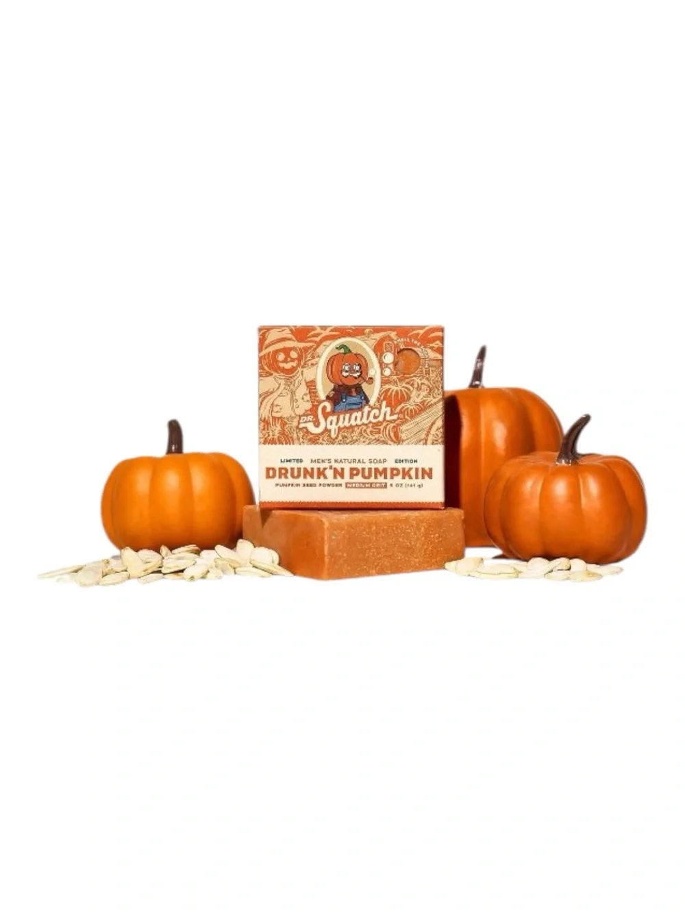 Dr Squatch Drunk'n Pumpkin Soap Bar Limited Edition Halloween Mens Medium Grit